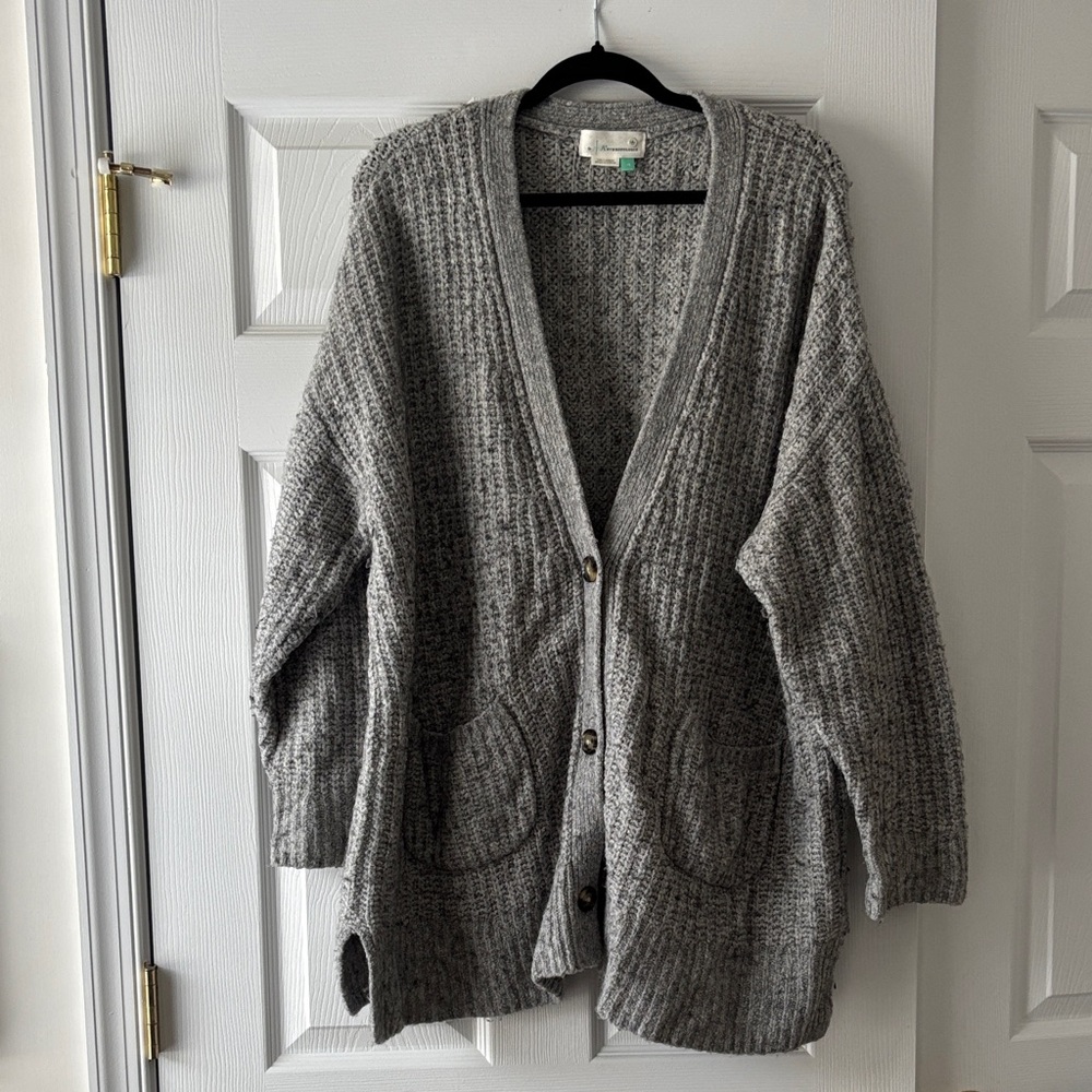 Anthropologie Textured Gray Cardigan